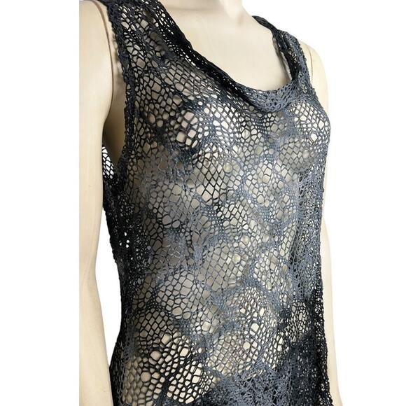 Sleeveless Mesh Hi-Low Dress Gray Women's Size S Goth Whimsigoth Witchcore Net - Picture 3 of 12